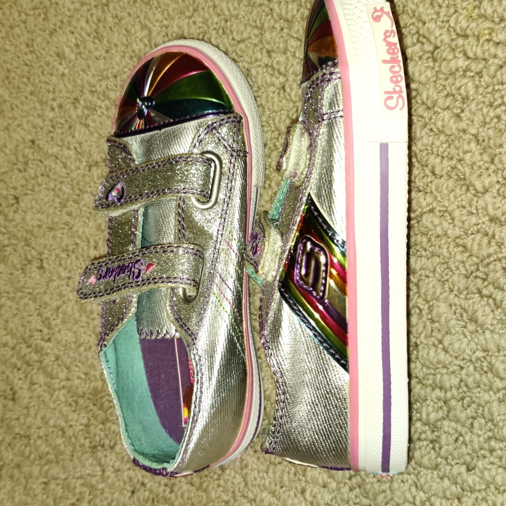 Girls Sporty Shorty by Sketchers Mini-licious Rainbow Sparkly Shoes